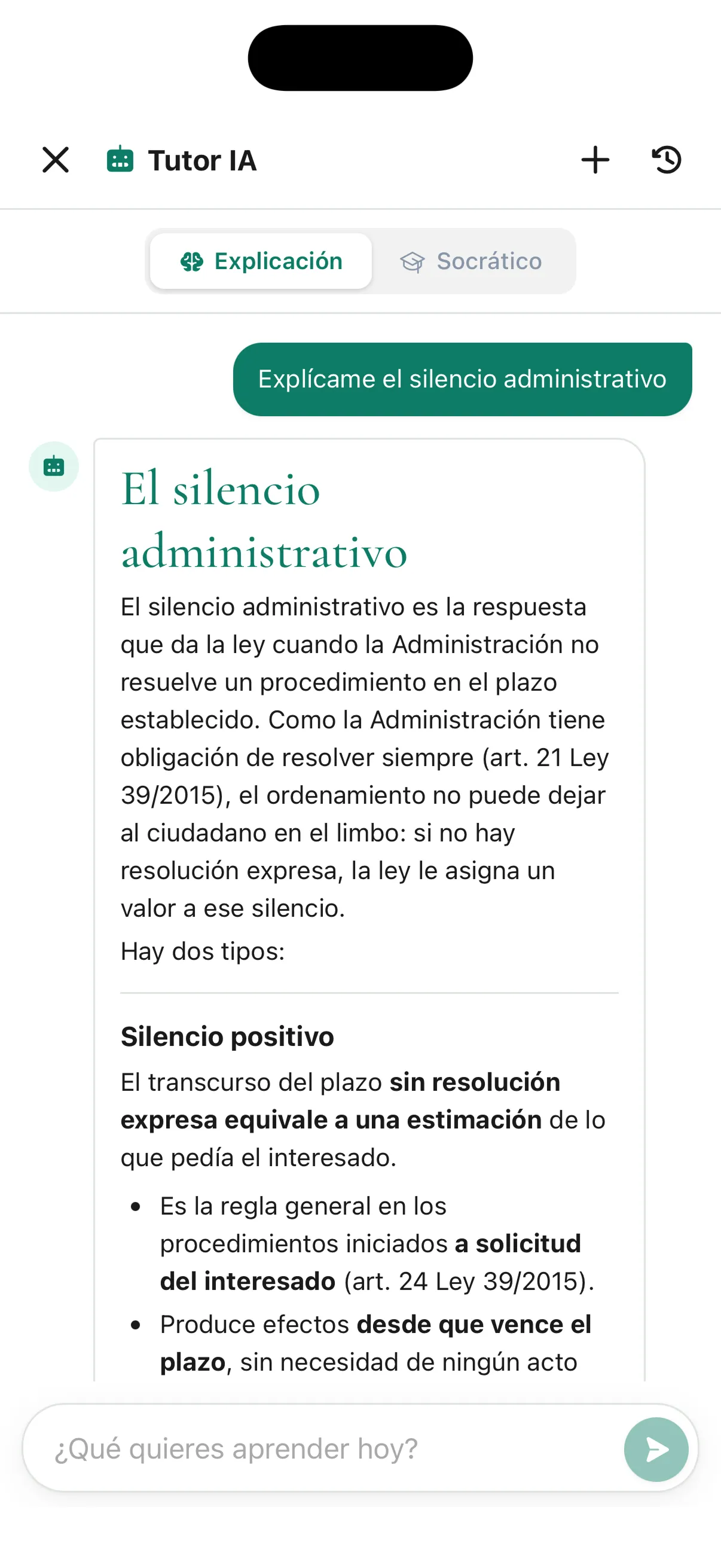 Pantalla del tutor con IA de Persevera respondiendo una duda