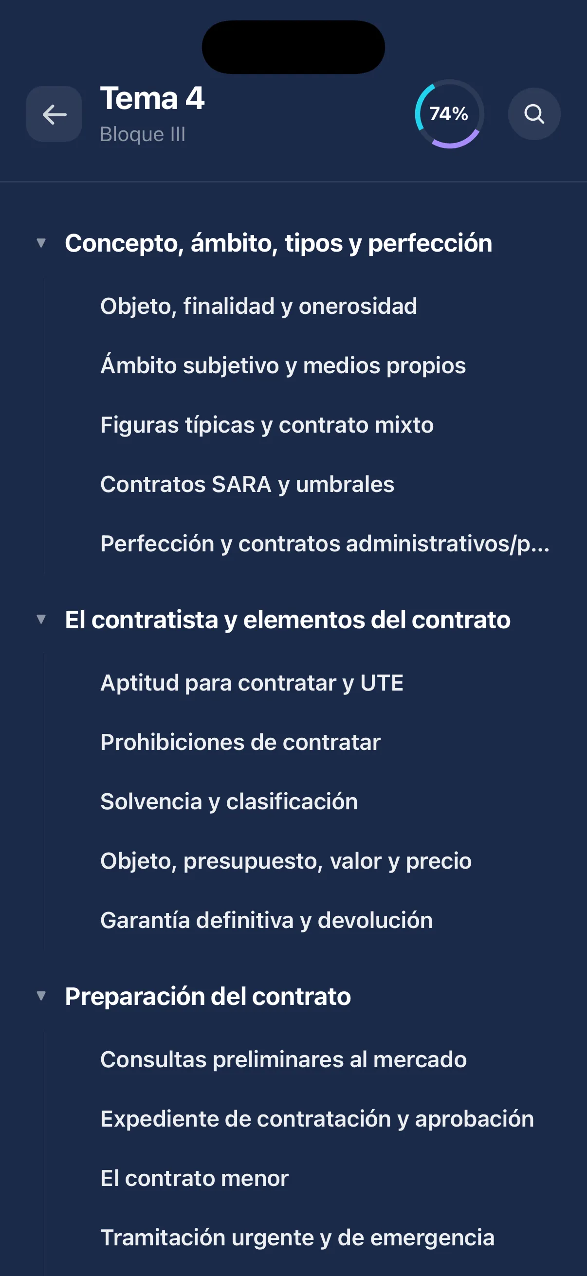Pantalla de mapas mentales de Persevera