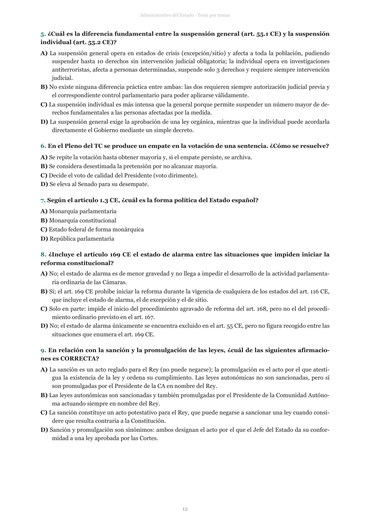 Página de preguntas del libro de Administrativo del Estado
