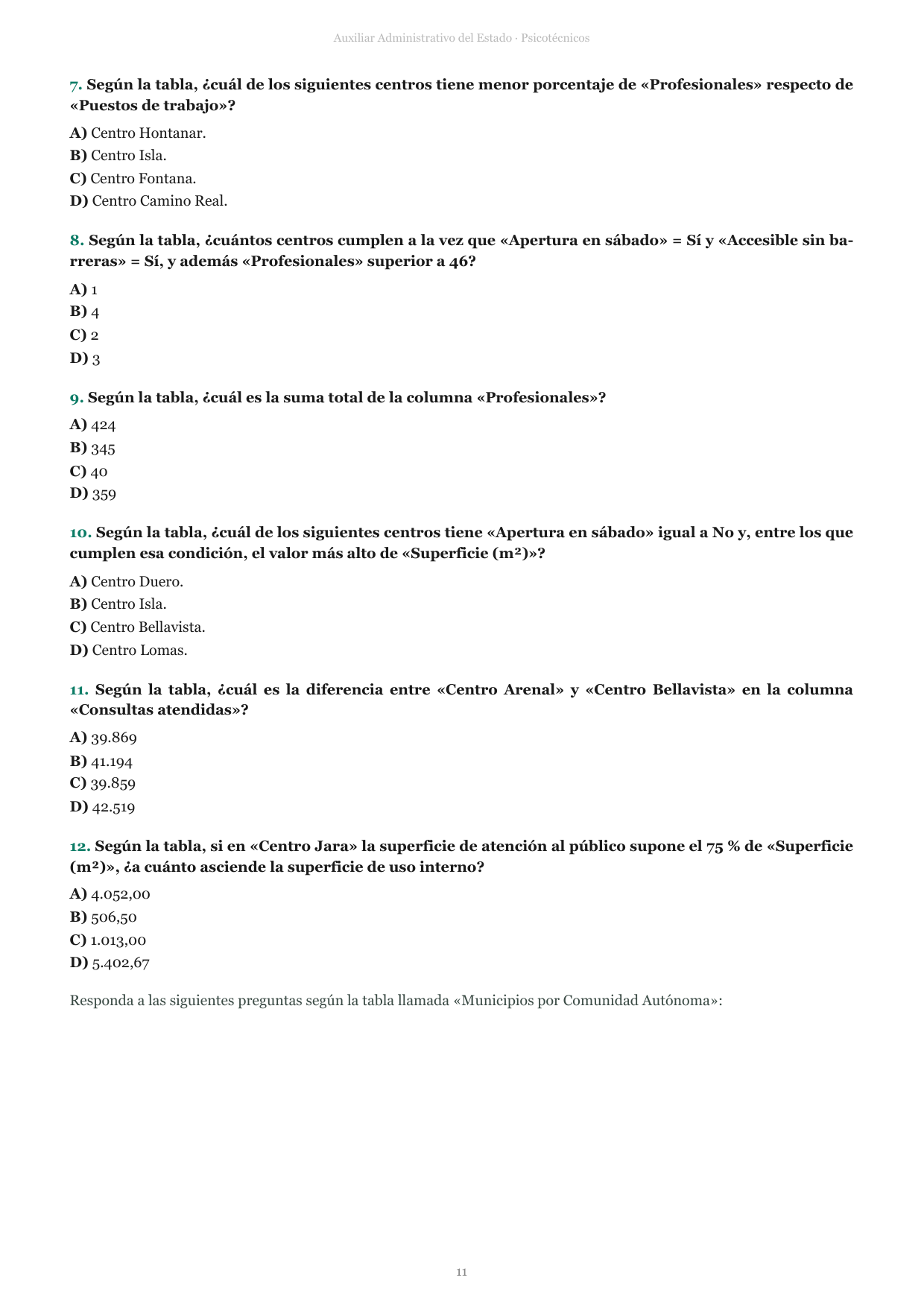 Página de preguntas del libro de psicotécnicos del Auxiliar Administrativo del Estado