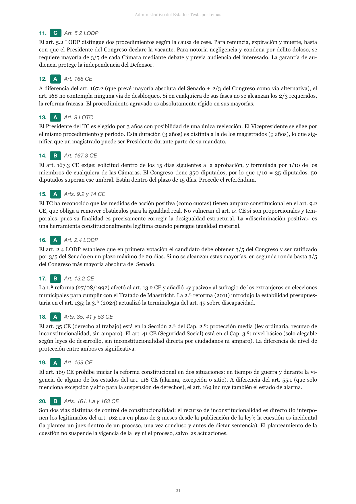 Página de soluciones explicadas del libro de Administrativo del Estado