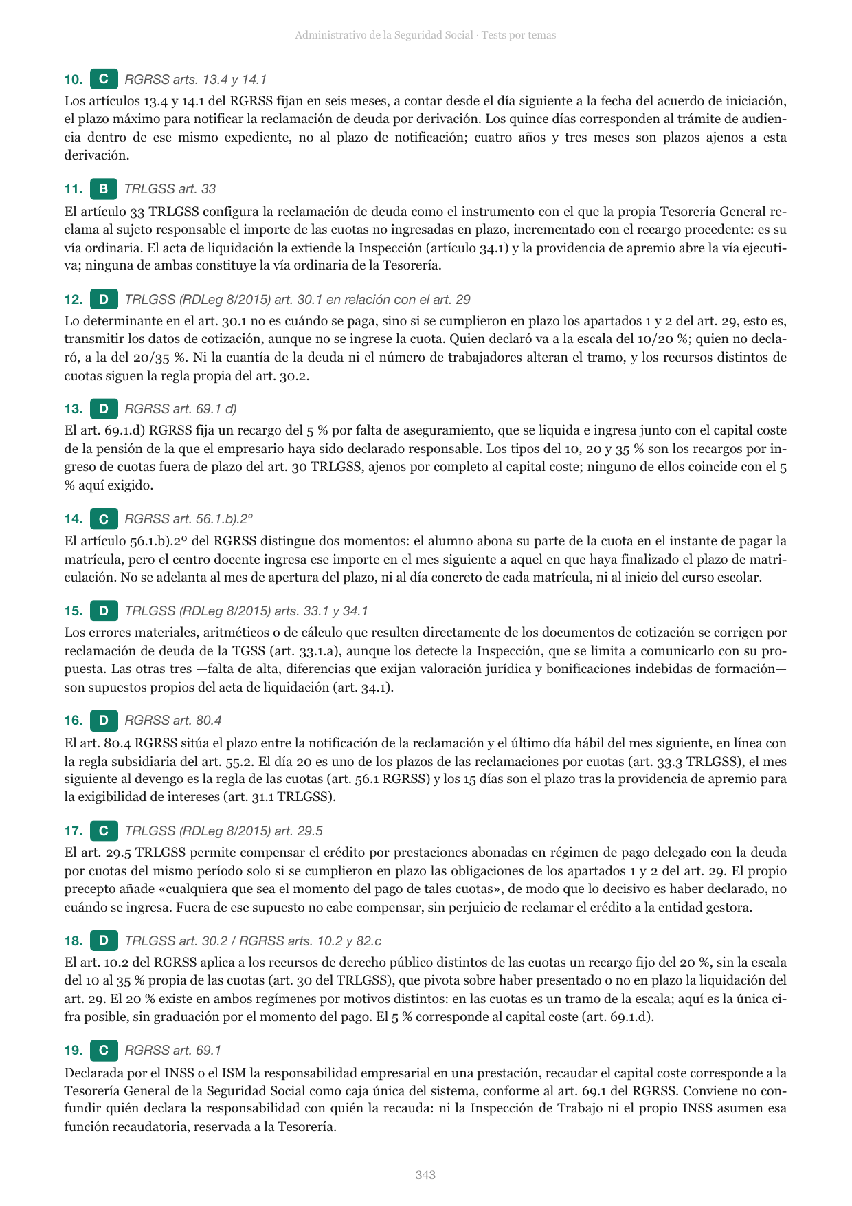 Página de soluciones explicadas del libro de Administrativo de la Seguridad Social