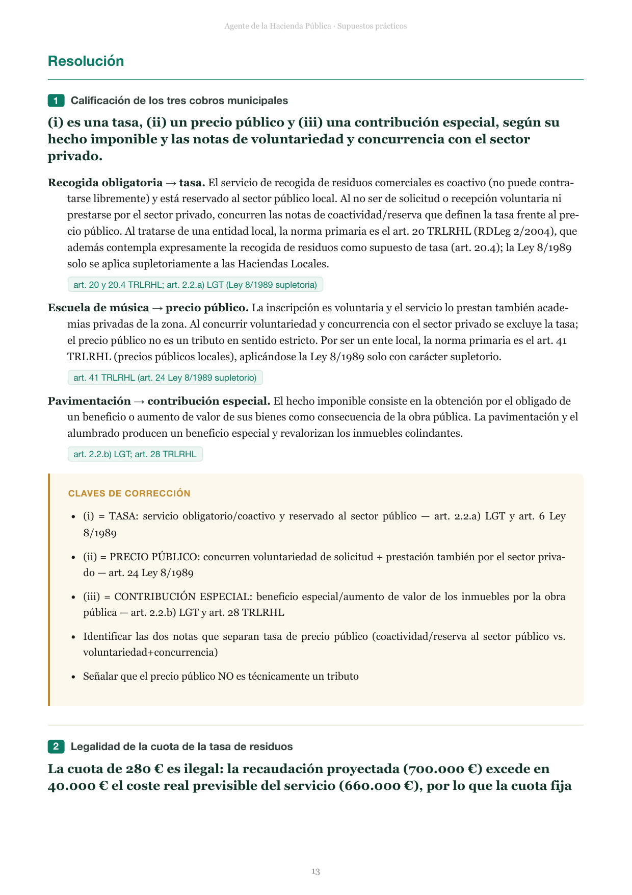 Página de resolución con claves de corrección