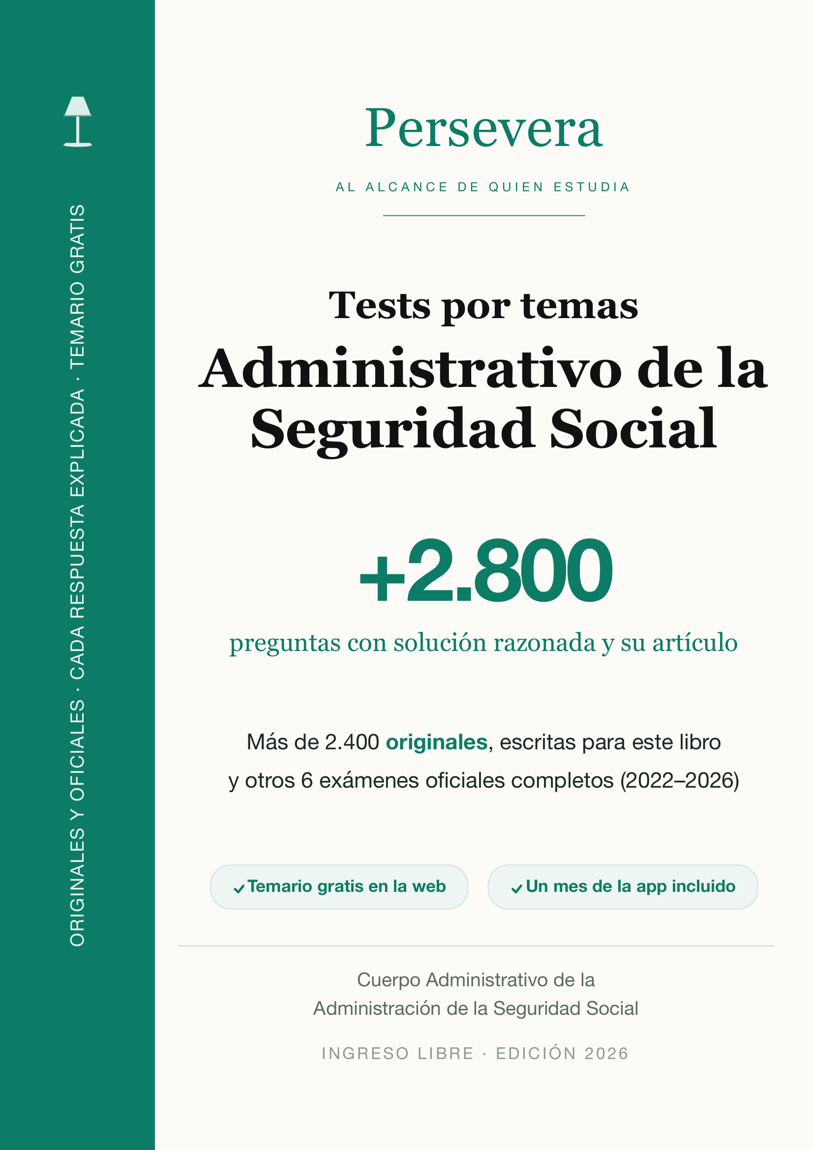 Cubierta · Administrativo de la Seguridad Social · Tests por temas